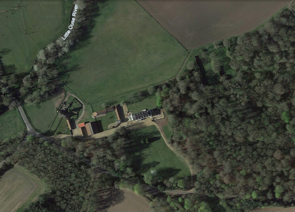 aerial view of Rushford Hall in 2023